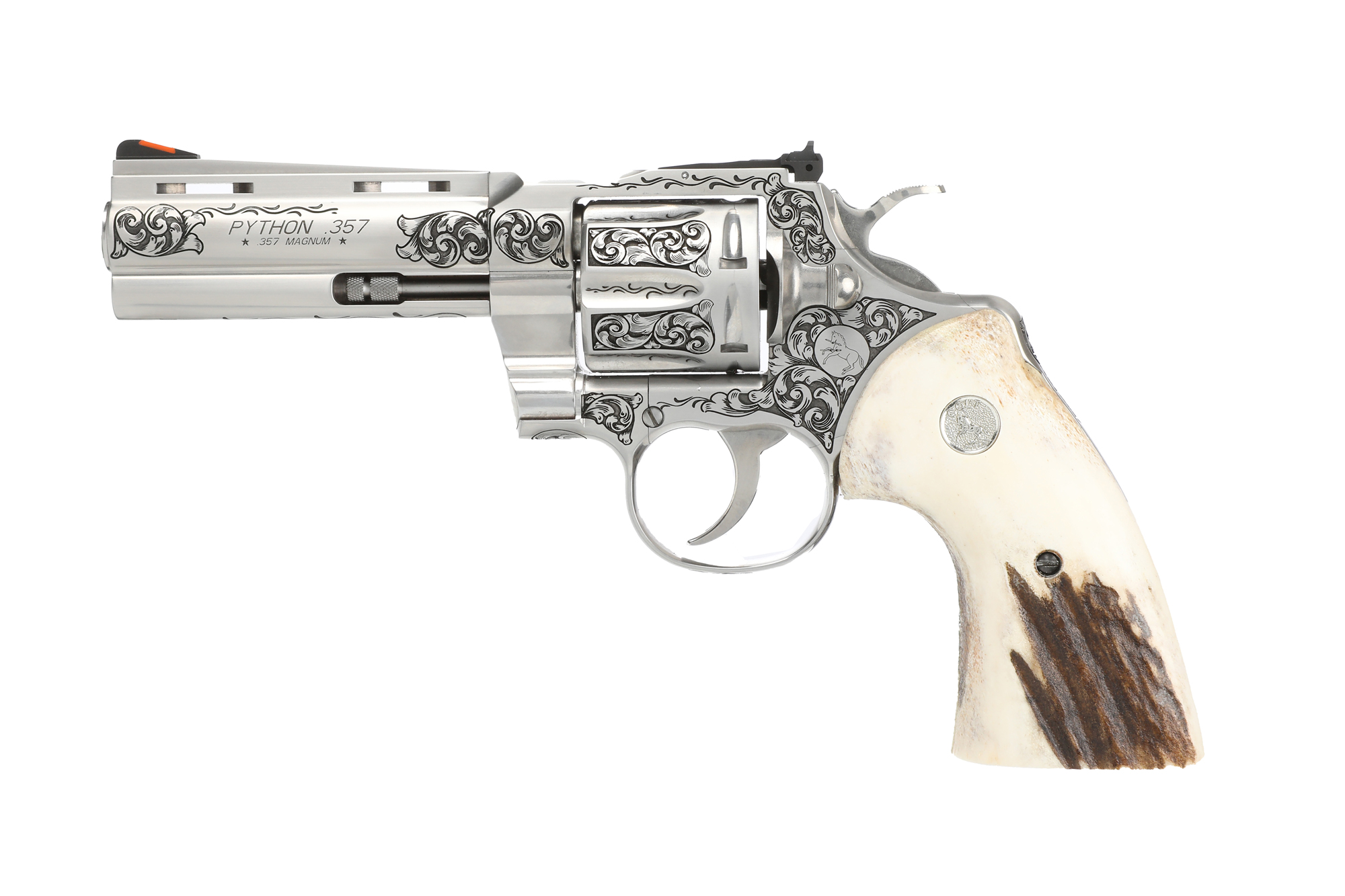 PYTHON 357MAG 4" ENGRAVED/STAG